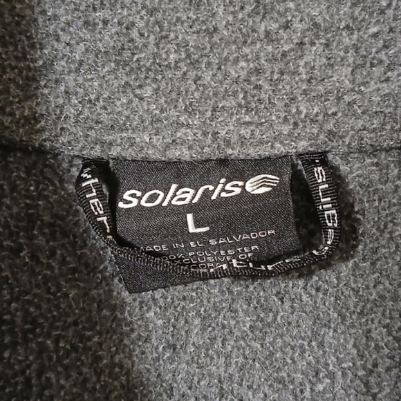 Solaris Men Sweater Gray Size L Fleece Mock Neck Zip Pockets Full Zip - Picture 2 of 8